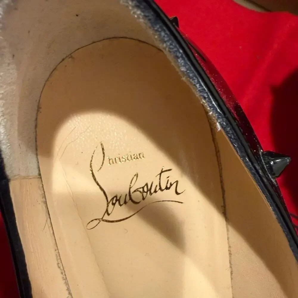 Christian Louboutin Black Patent Studded Pointed Toe Pumps